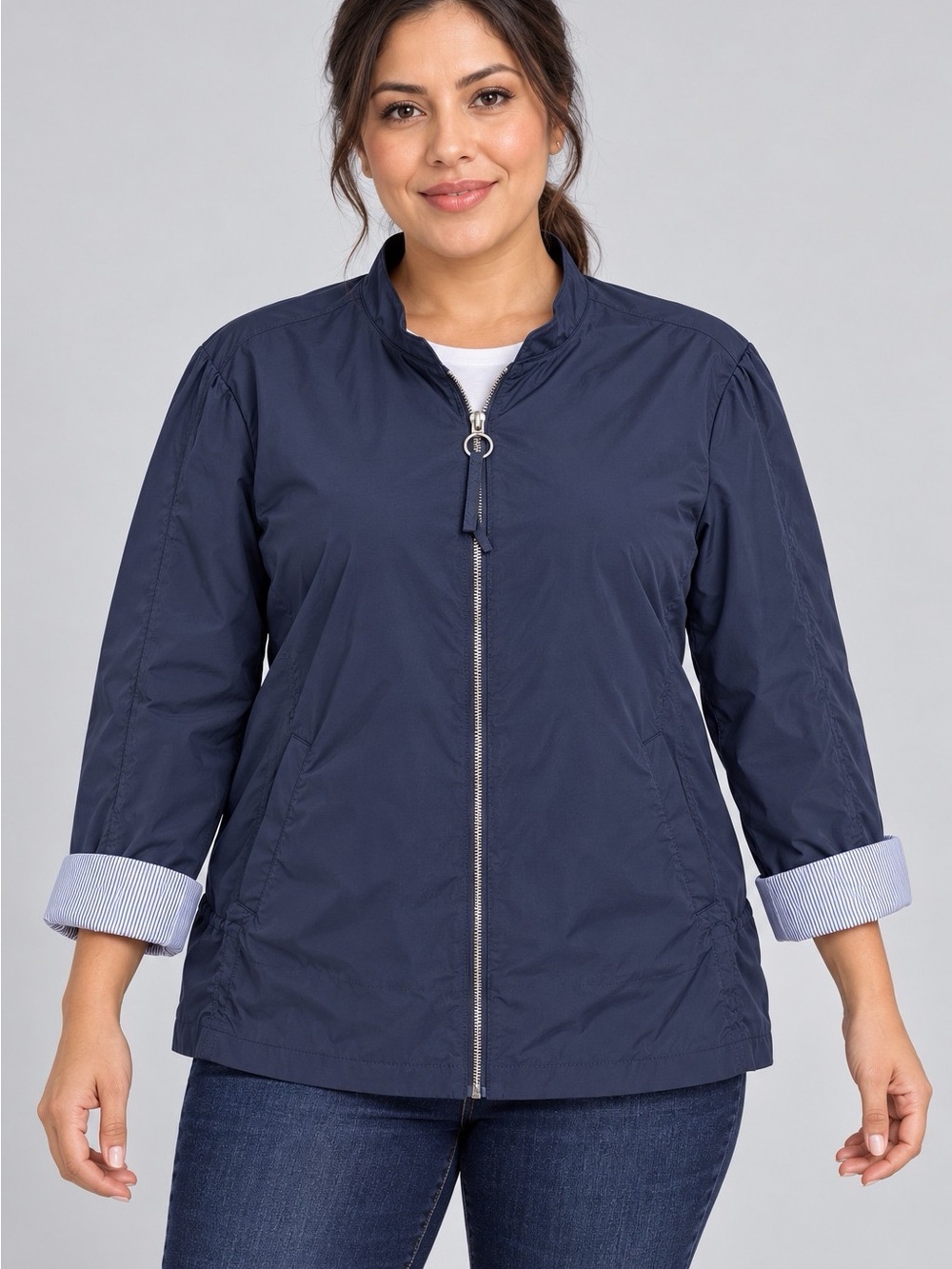 Navy Zip-Front Lightweight Jacket